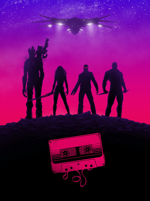 Silhouetted Characters on Hill — Purple, Dramatic, Night