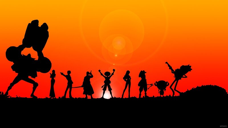 Silhouetted Characters — Orange, Dramatic, Sunset