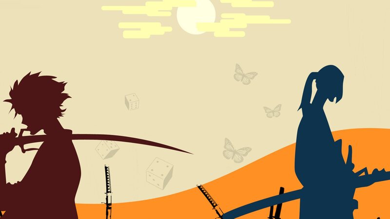 Silhouetted Characters with Swords