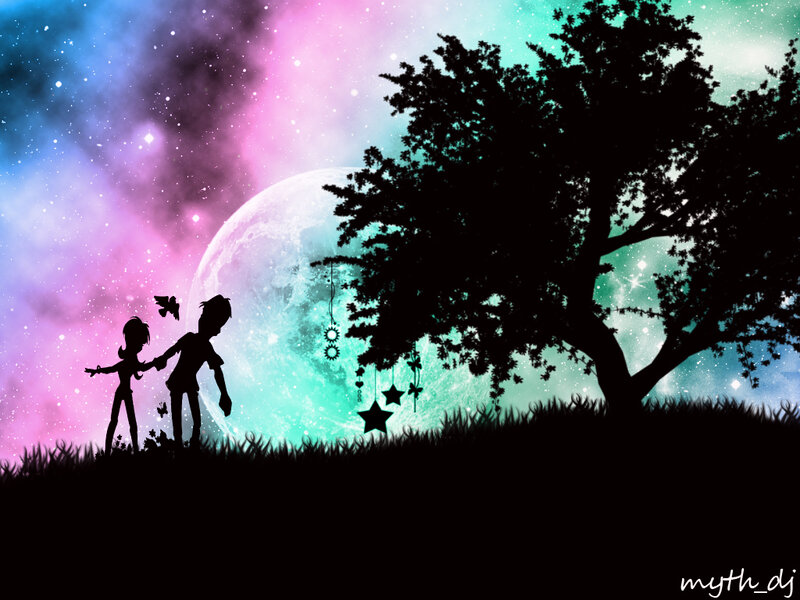 Silhouetted Children Holding Hands — Pink