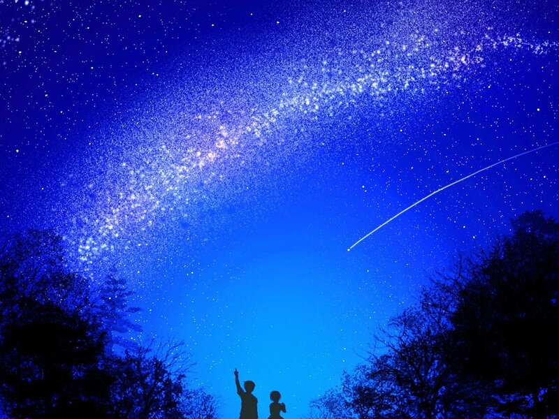 Silhouetted Children under Stars