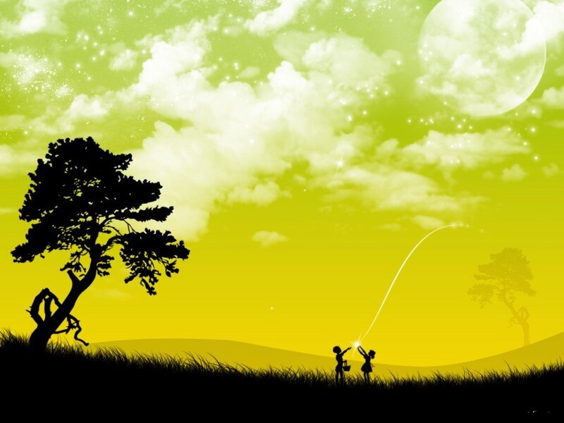 Silhouetted Children with Sparkler