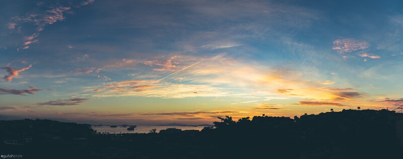 Silhouetted City at Sunset — Blue