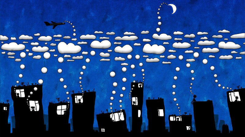 Silhouetted City Skyline — Blue, Dreamy