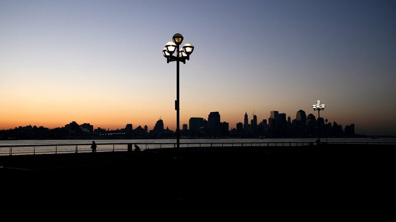 Silhouetted City Skyline — Blue, Serene