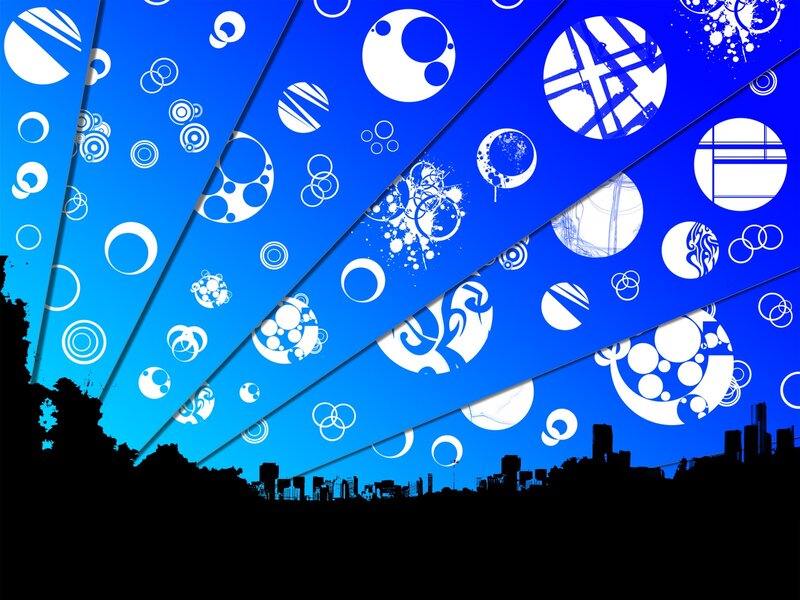 Silhouetted City Skyline — Blue