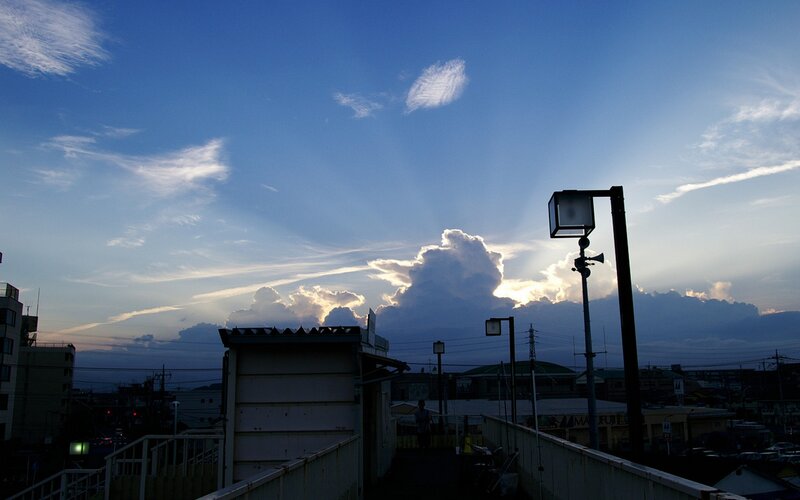 Silhouetted Cityscape — Blue