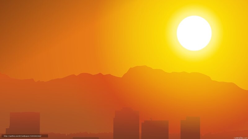 Silhouetted Cityscape — Orange