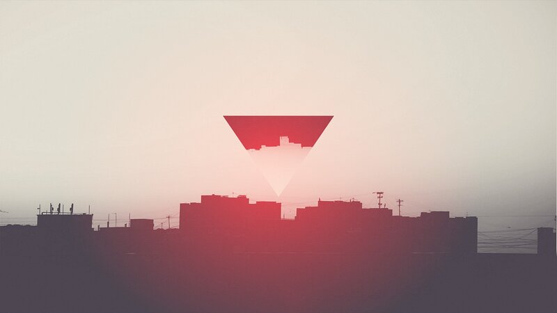 Silhouetted Cityscape — Red, Dramatic, Sunset