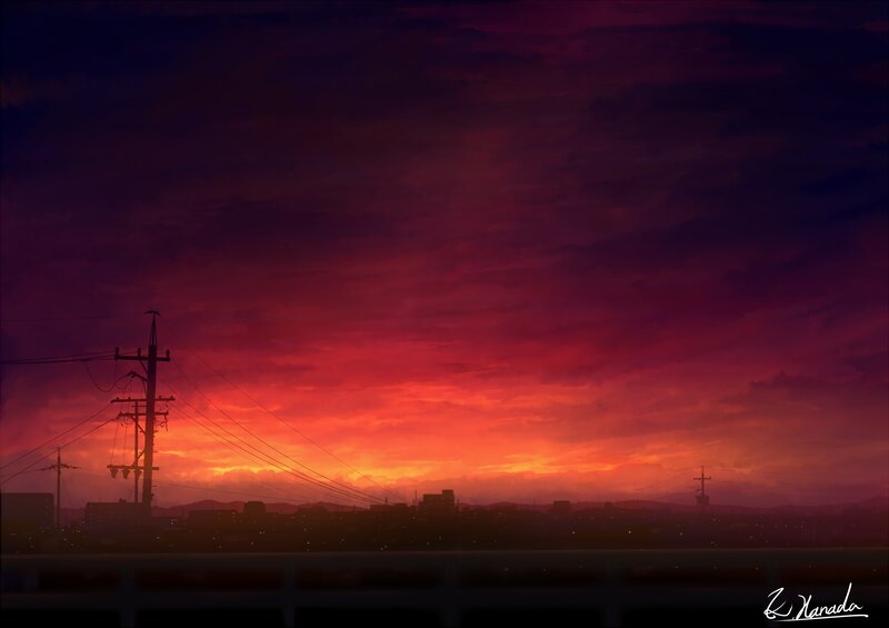 Silhouetted Cityscape — Red, Dramatic