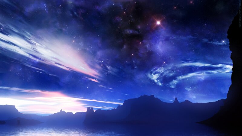 Silhouetted Cliffs under Stars