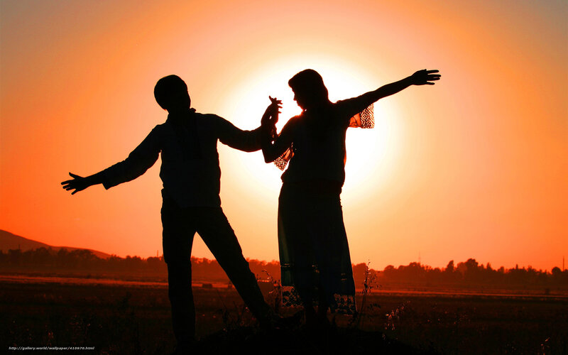 Silhouetted Couple Dancing — Orange