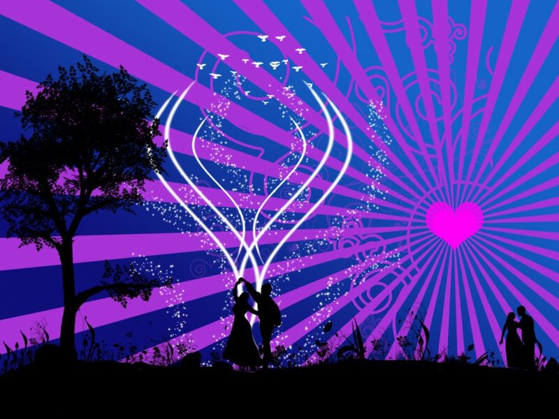 Silhouetted Couple Dancing — Purple