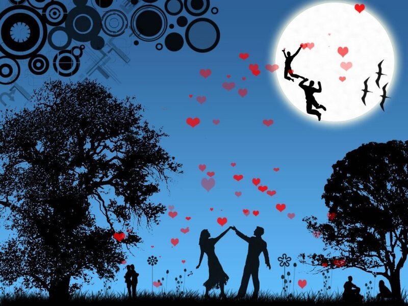 Silhouetted Couple Dancing