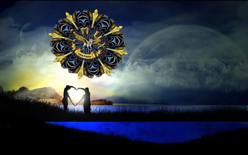 Silhouetted Couple Forming Heart