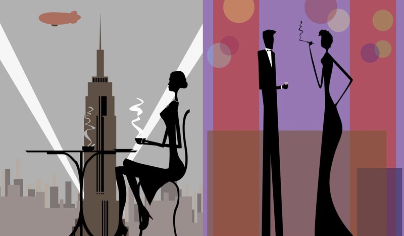 Silhouetted Couple in City