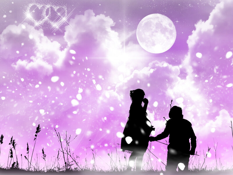 Silhouetted Couple in Field