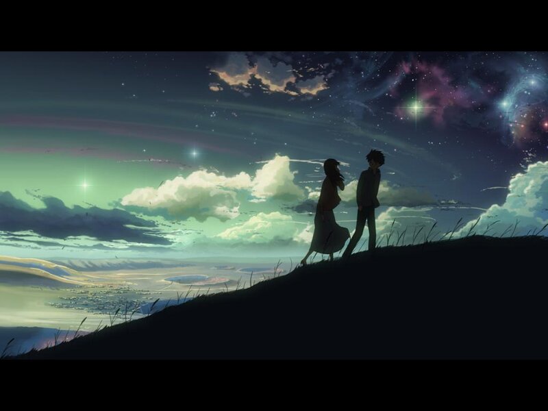 Silhouetted Couple on Hill — Dark Blue