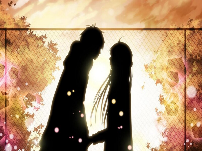 Silhouetted Couple — Orange, Romantic, Sunset