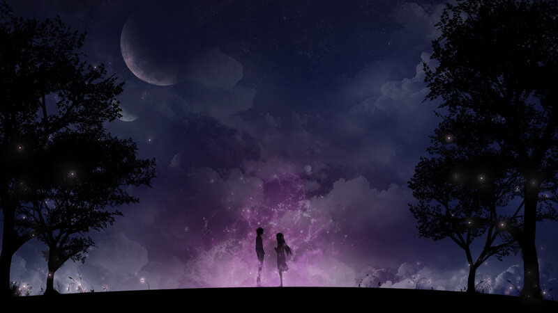 Silhouetted Couple Standing