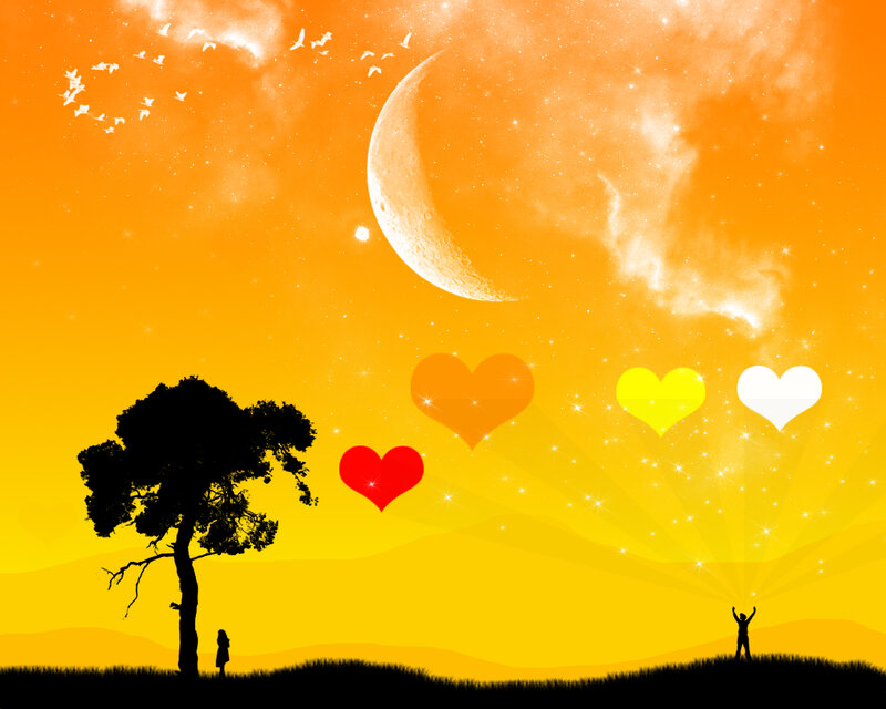 Silhouetted Couple under Moon
