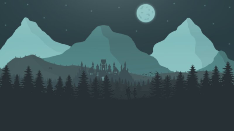 Silhouetted Couple Walking — Dark Green