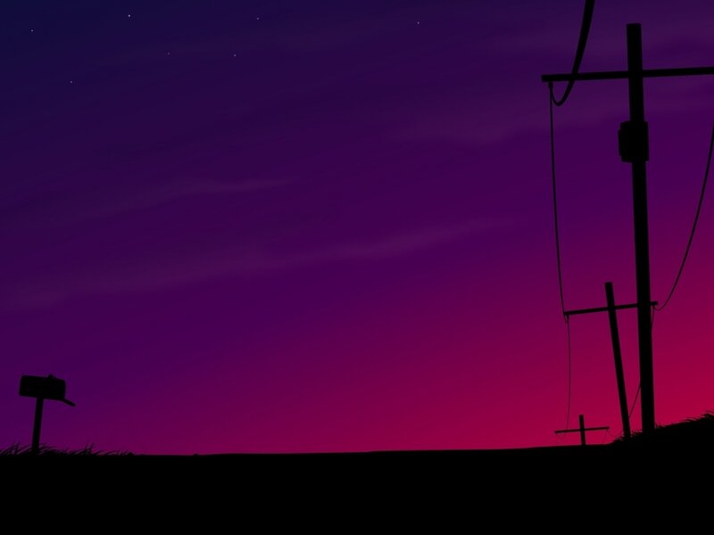 Silhouetted Crosses at Dusk — Purple