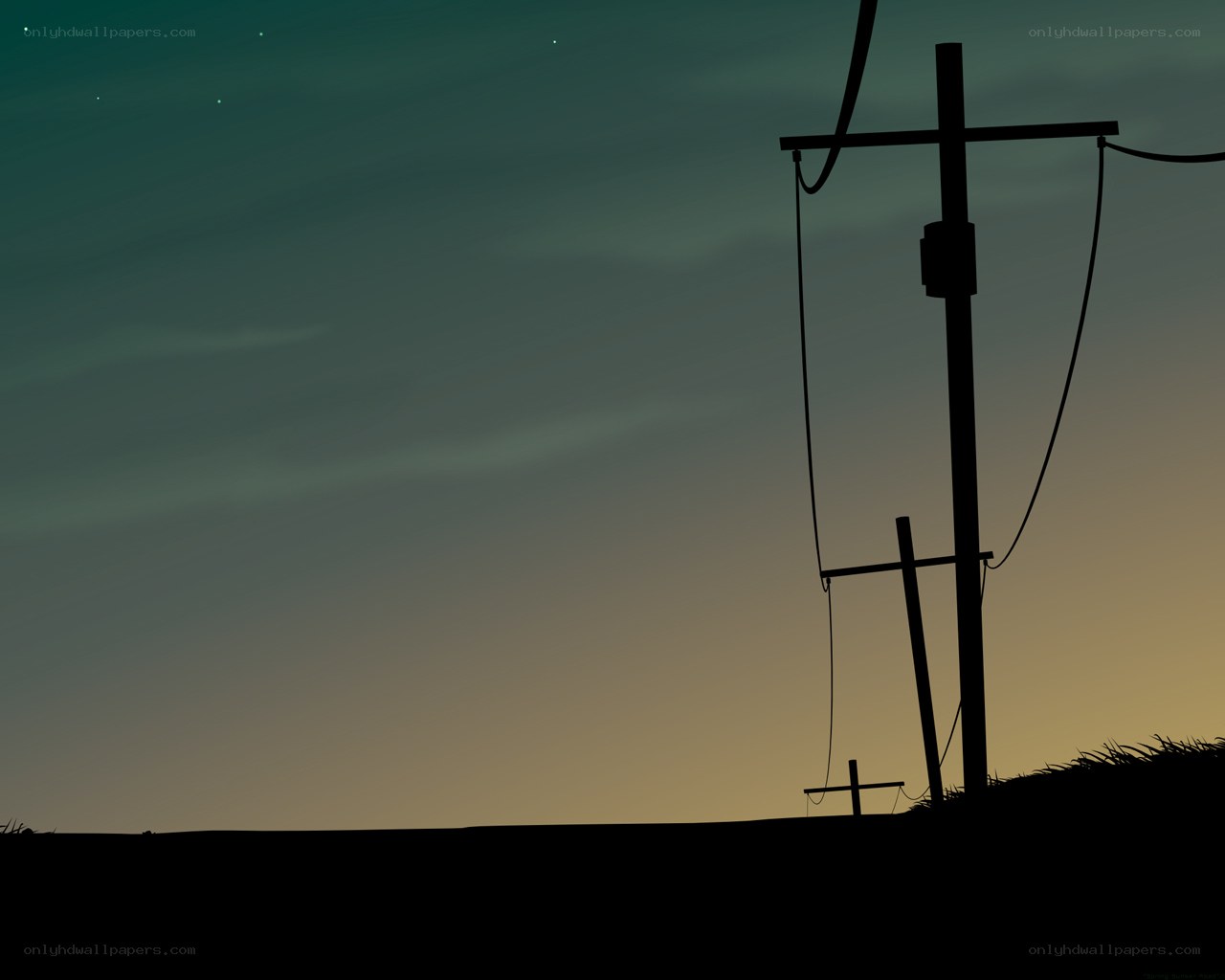 Silhouetted crosses at dusk