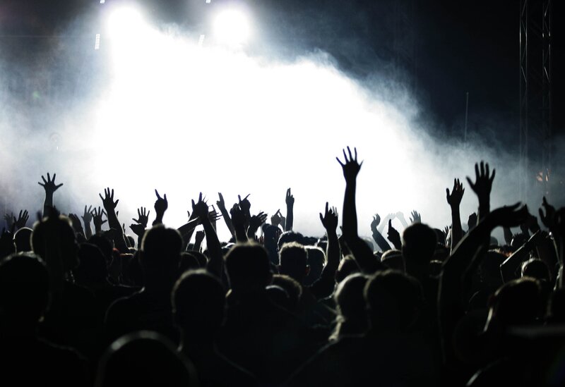 Silhouetted Crowd at Concert — Black, Energetic