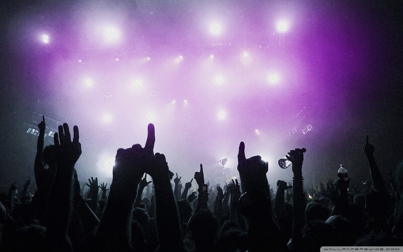 Silhouetted Crowd at Concert — Purple, Energetic
