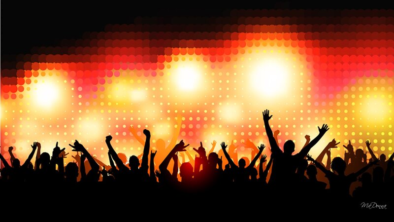 Silhouetted Crowd at Concert — Red