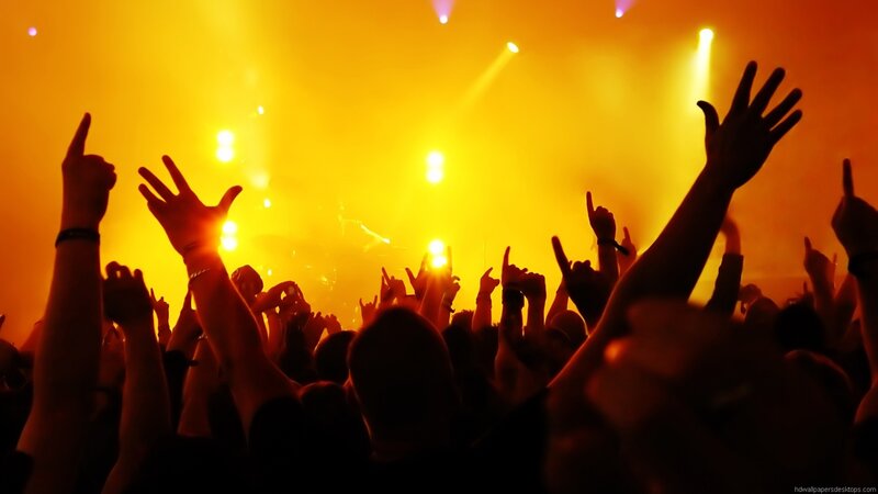 Silhouetted Crowd at Concert — Yellow, Energetic