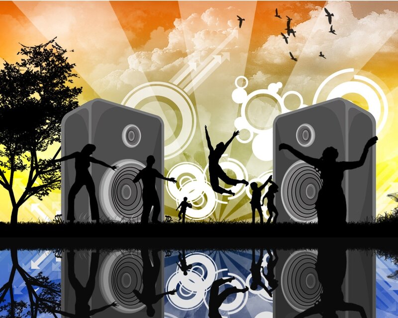 Silhouetted Dancers at Concert