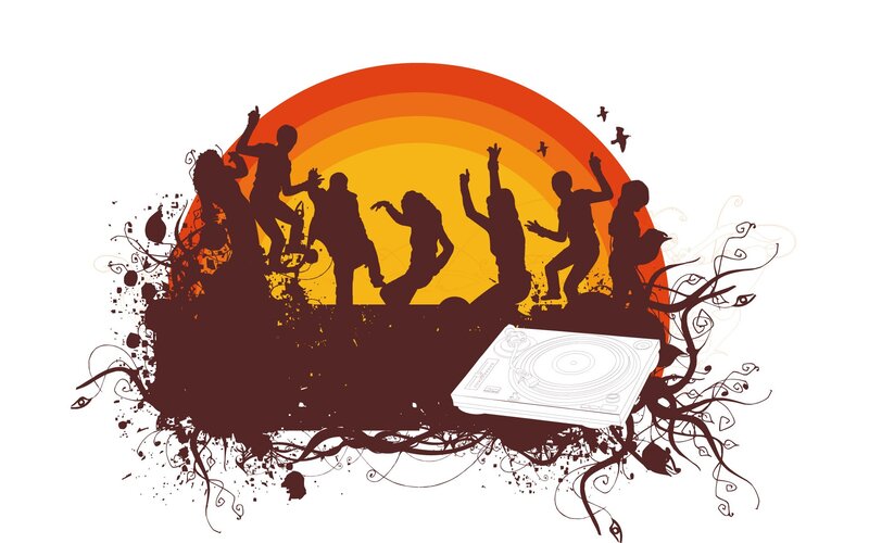 Silhouetted Dancers at Party