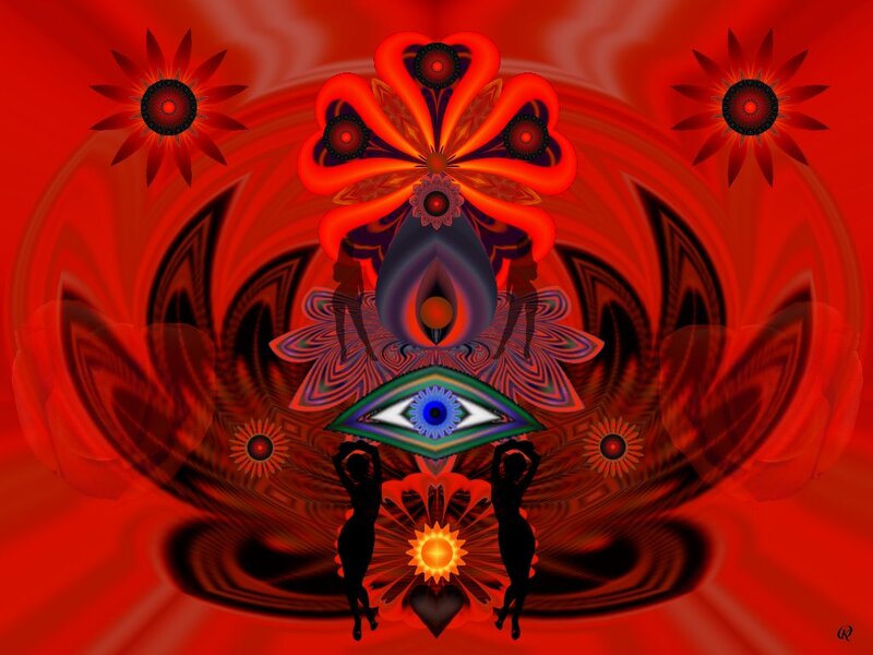 Silhouetted Dancers — Red, Hypnotic