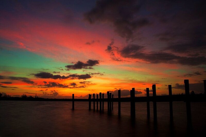Silhouetted Dock at Sunset