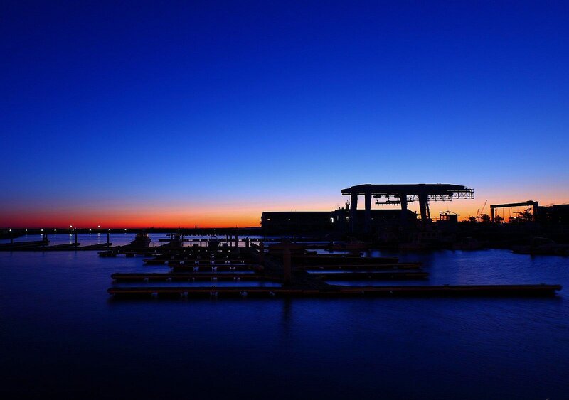 Silhouetted Docks at Dusk