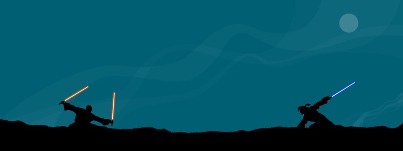 Silhouetted Duel with Lightsabers — Blue