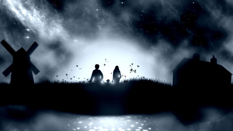 Silhouetted Family on Hill