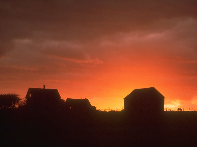 Silhouetted Farm Buildings