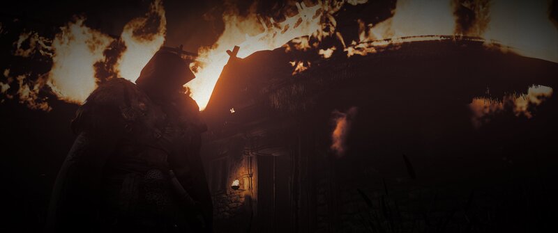 Silhouetted Figure in Fire