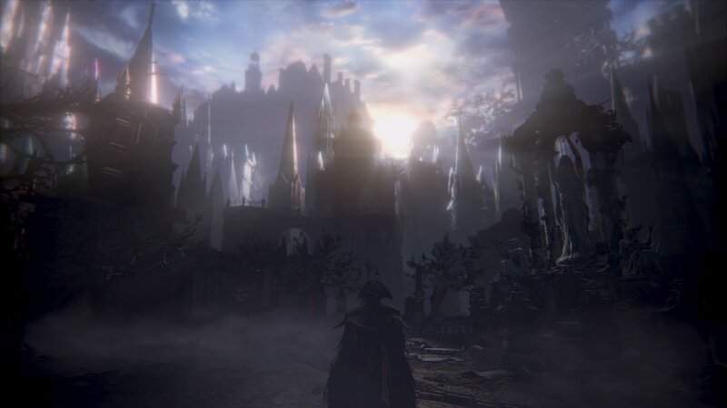 Silhouetted Figure in Ruins — Gray