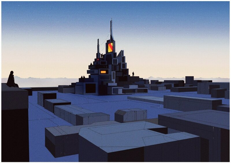 Silhouetted Figure on Rooftop