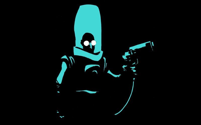 Silhouetted Figure with Gun