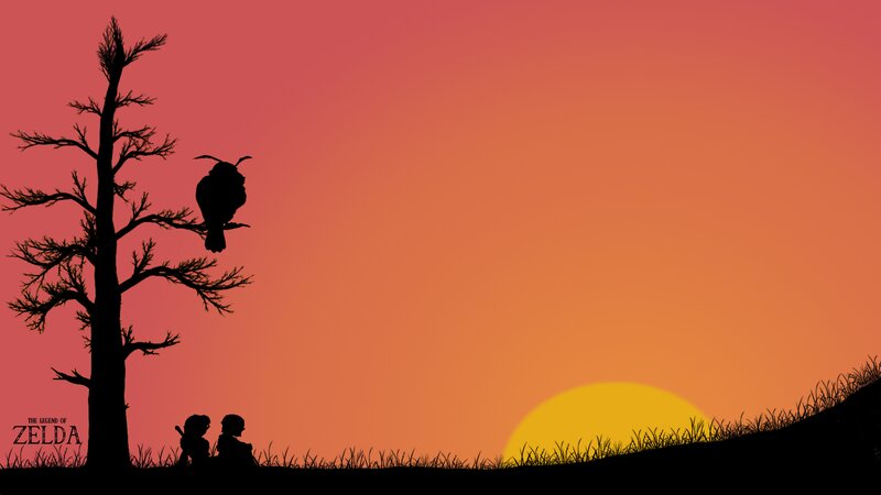 Silhouetted Figures and Bird