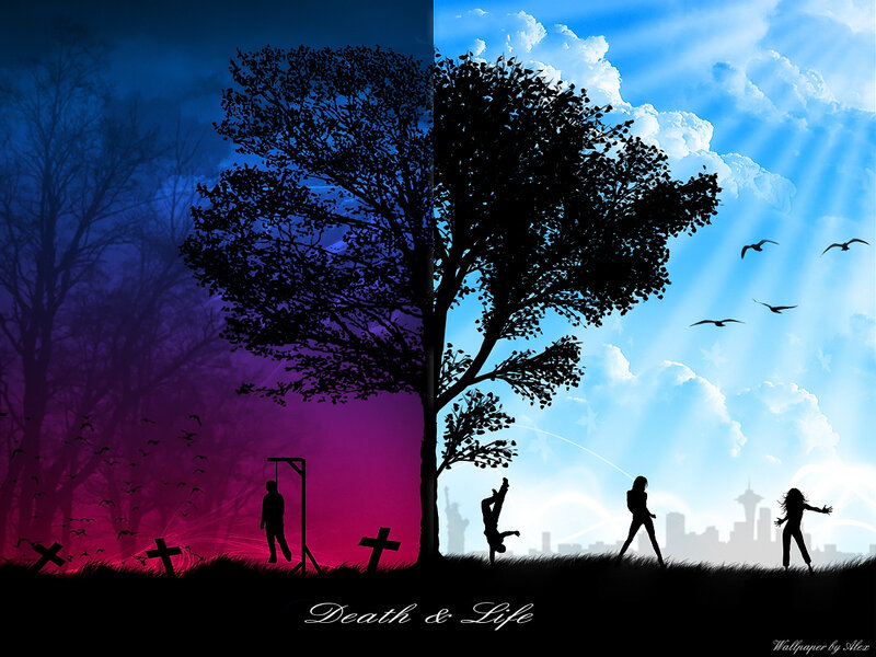 Silhouetted Figures and Trees