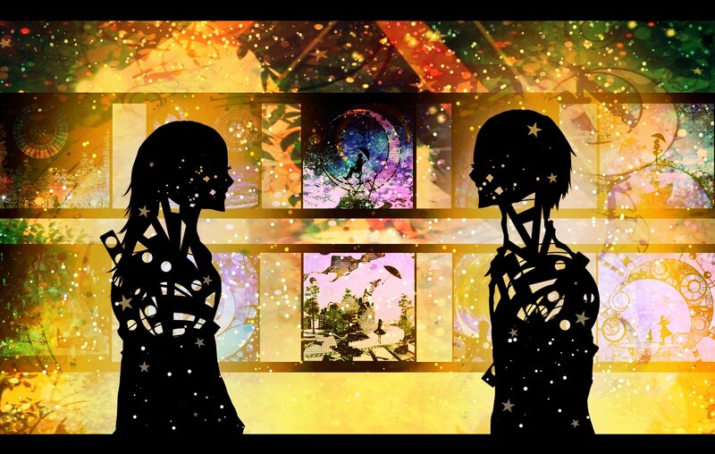 Silhouetted Figures Facing