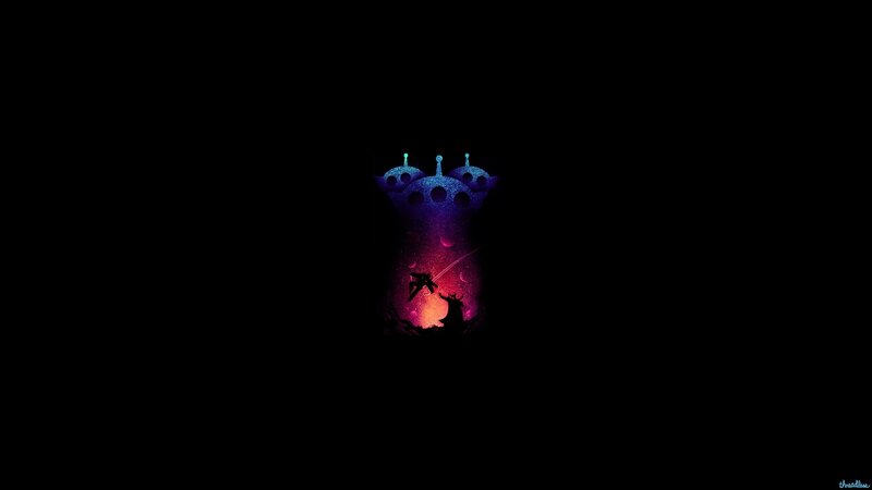 Silhouetted Figures Fighting — Black, Dramatic, Night