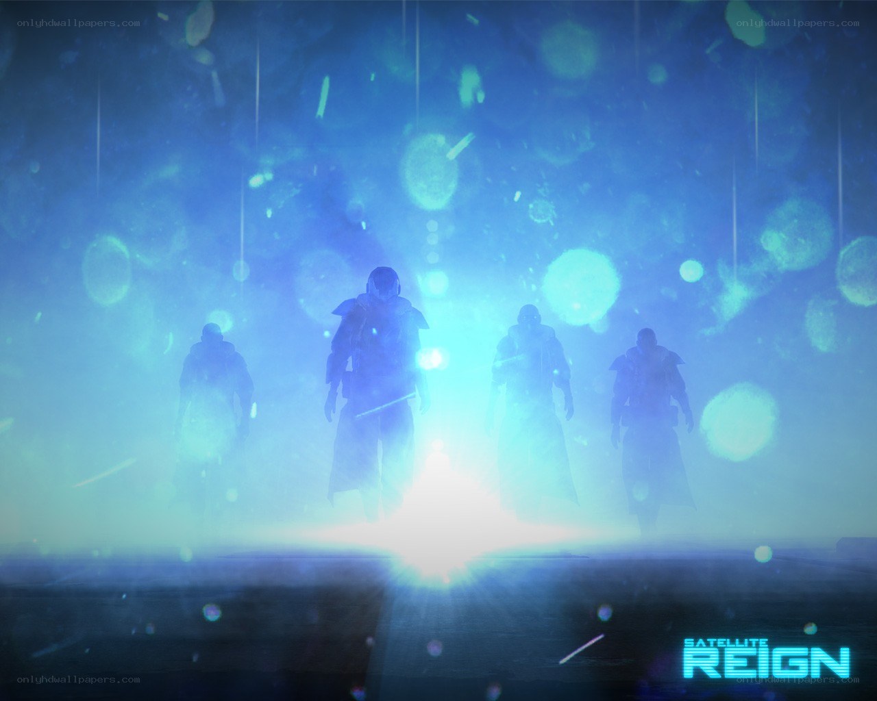 silhouetted figures in blue light