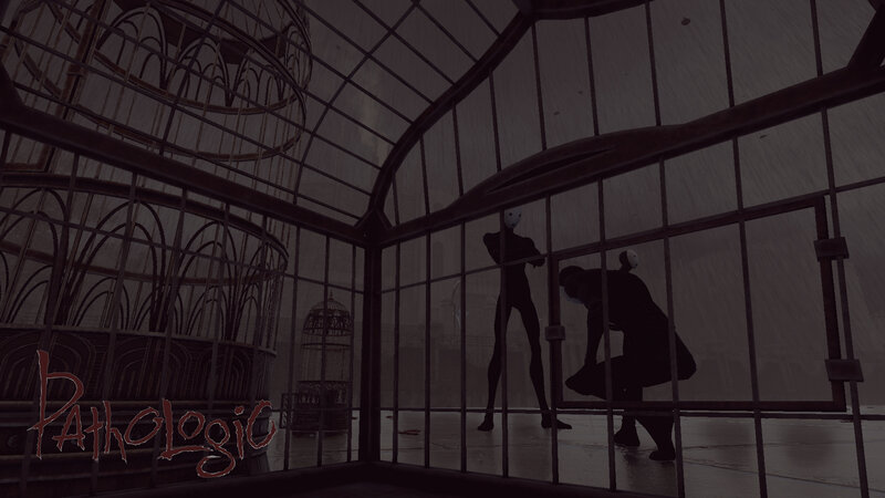 Silhouetted Figures in Cage